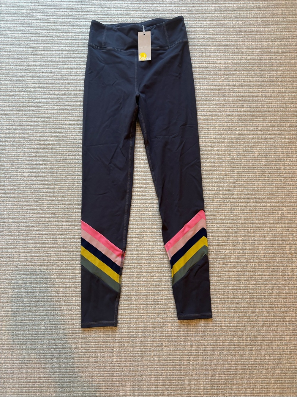 Boden leggings NWT US 6, high waist athletic active wear gray w/rainbow stripe
